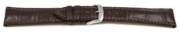 Dark brown Quick release Watch Strap RIOS Crocodile Grain...