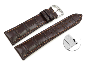 Dark brown Quick release Watch Strap RIOS Crocodile Grain...