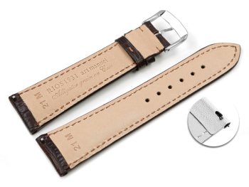 Dark brown Quick release Watch Strap RIOS Crocodile Grain art manuel 17mm 19mm 21mm 23mm