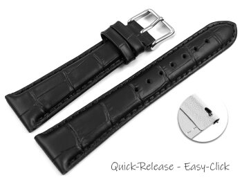Quick release Watch Strap Genuine leather Croco print black 17mm 19mm 20mm 21mm 22mm 23mm