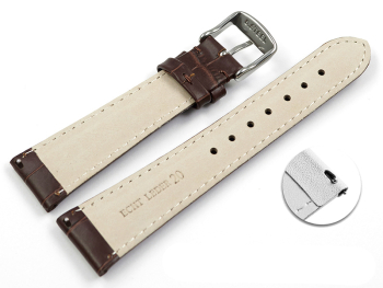 Quick release Watch Strap Genuine leather Croco print brown 17mm 19mm 20mm 21mm 22mm 23mm