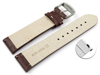 Quick release Watch Strap Genuine leather Croco print brown XL