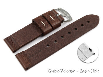 Quick release Watch Strap Genuine saddle leather Ranger dark brown XL