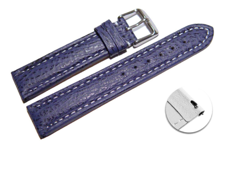 Quick release Watch Strap Genuine Shark leather dark blue...