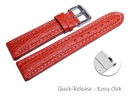 Quick release Watch Strap Genuine Shark leather red 18mm...