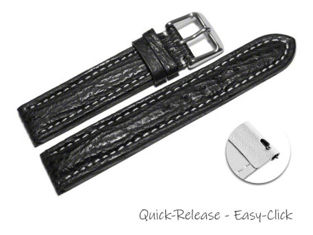 Quick release Watch Strap Genuine Shark leather black...
