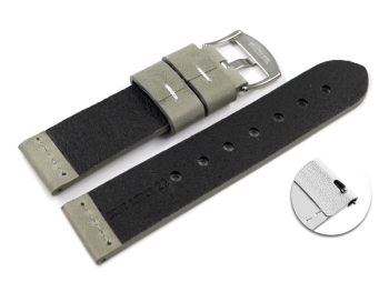 Quick release Watch Strap Genuine saddle leather Ranger gray 18mm 20mm 22mm 24mm