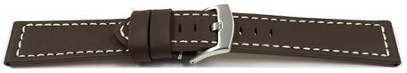 Quick release Watch Strap Genuine saddle leather dark brown white stitching 18mm 20mm 22mm 24mm