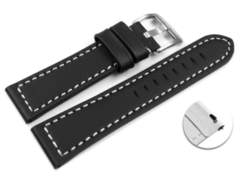 Quick release Watch Strap Genuine saddle leather black...