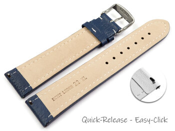 XL Quick release Watch Strap Genuine grained leather blue 18mm 20mm 22mm 24mm