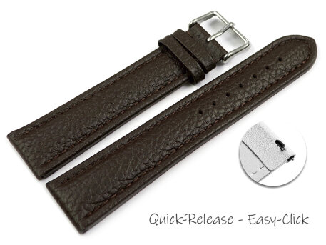 XL Quick release Watch Strap Genuine grained leather dark...