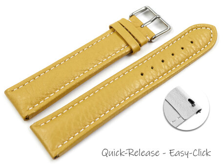 XL Quick release Watch Strap Genuine grained leather yellow 18mm 20mm 22mm 24mm