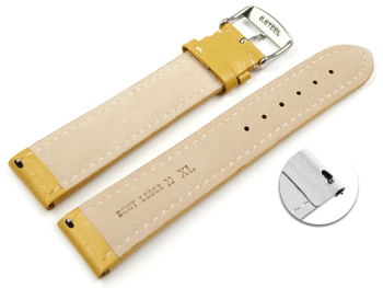 XL Quick release Watch Strap Genuine grained leather yellow 18mm 20mm 22mm 24mm