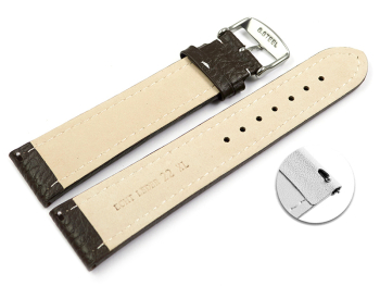 XL Quick release Watch Strap Genuine grained leather dark brown white stitching 18mm 20mm 22mm 24mm 26mm 28mm