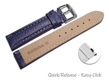XL Quick release Watch Strap Genuine Shark leather dark blue 18mm 20mm 22mm 24mm