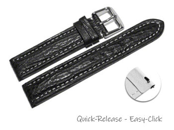 XL Quick release Watch Strap Genuine Shark leather black 18mm 20mm 22mm 24mm