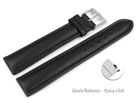 Quick release Watch Strap Genuine leather Smooth XL black...