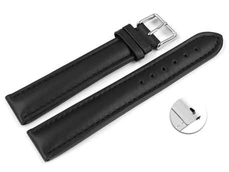 Quick release Watch Strap Genuine leather Smooth XL black...