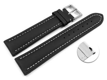 XL Quick release Watch Strap Genuine leather Smooth black...