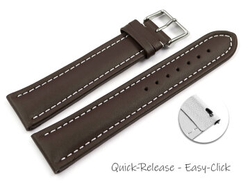 Quick release Watch Strap Genuine leather Smooth XL brown 18mm 20mm 22mm 24mm 26mm