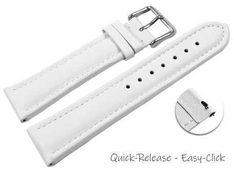 Quick release Watch Strap Leather smooth white XL 18mm...