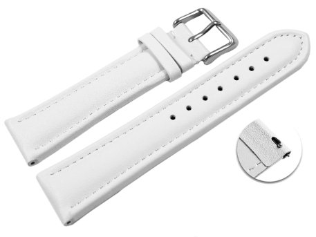 Quick release Watch Strap Leather smooth white XL 18mm...