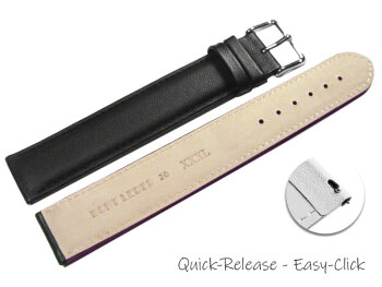 Quick release Watch Strap Genuine leather Smooth XXL black 18mm 20mm