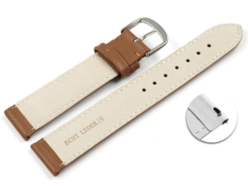 Quick release Watch Strap Genuine leather smooth light brown 13mm 15mm 17mm 19mm 21mm 23mm