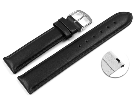 Quick release Watch Strap Genuine leather smooth black...