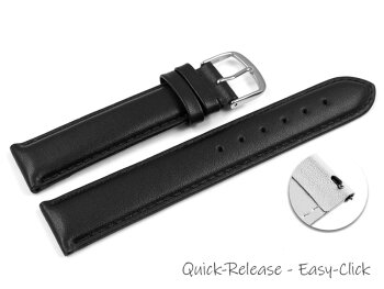 Quick release Watch Strap Genuine leather smooth black 13mm 15mm 17mm 19mm 21mm 23mm