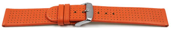 Watch band Genuine leather smooth perforated orange 18mm...