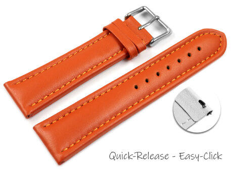 Quick release Watch Strap Genuine leather smooth orange...