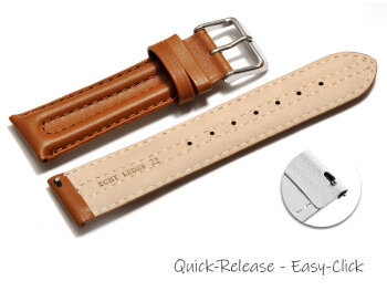 Quick release Watch Strap Genuine leather smooth light brown 18mm 20mm 22mm