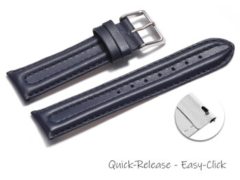 Quick release Watch Strap Genuine leather smooth dark blue 18mm 20mm 22mm