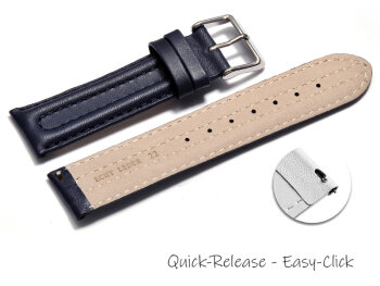 Quick release Watch Strap Genuine leather smooth dark blue 18mm 20mm 22mm