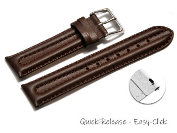Quick release Watch Strap Genuine leather smooth dark brown 18mm 20mm 22mm