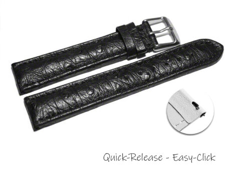 Quick release Watch Strap genuine ostrich leather black...