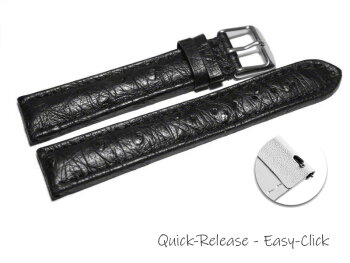 Quick release Watch Strap genuine ostrich leather black 18mm 20mm 22mm 24mm