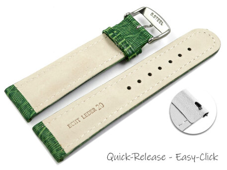 Quick release Watch Strap genuine leather Tegu print green 18mm 20mm 22mm 24mm