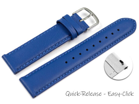 Quick release Watch band genuine leather smooth blue...