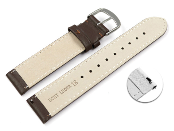 Quick release Watch band genuine leather smooth dark brown 12-26 mm