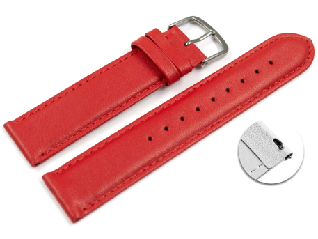 Watch band genuine leather smooth red 12mm 14mm 16mm 18mm...