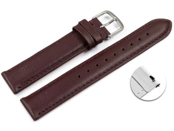 Quick release Watch band genuine leather smooth bordeaux...