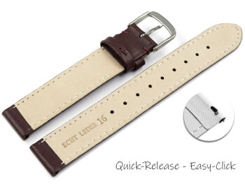 Quick release Watch band genuine leather smooth bordeaux 12-26 mm