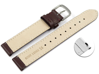 Quick release Watch band genuine leather smooth bordeaux 12-26 mm