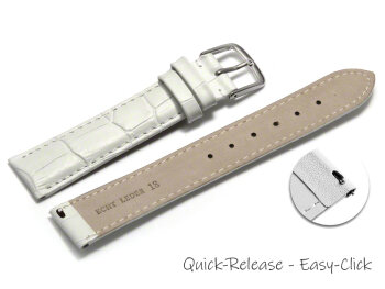 Quick release Watch Strap White Coloured Croc Grained Genuine Leather 12mm 14mm 16mm 18mm 20mm 22mm