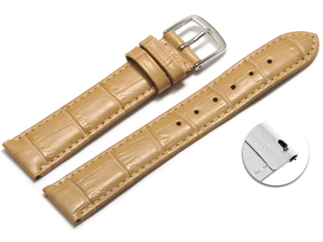 Quick release Watch Strap Sand Coloured Croc Grained...