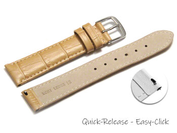 Quick release Watch Strap Sand Coloured Croc Grained Genuine Leather 12mm 14mm 16mm 18mm 20mm 22mm