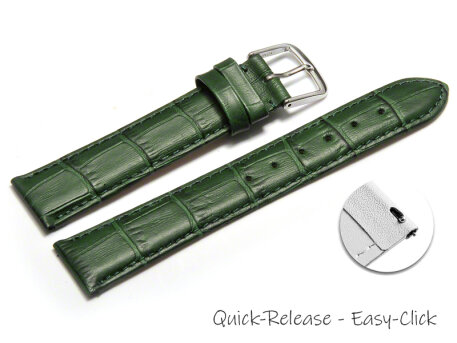 Quick release Watch Strap Green Coloured Croc Grained...