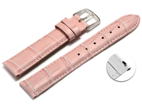 Quick release Watch Strap Pink Coloured Croc Grained...